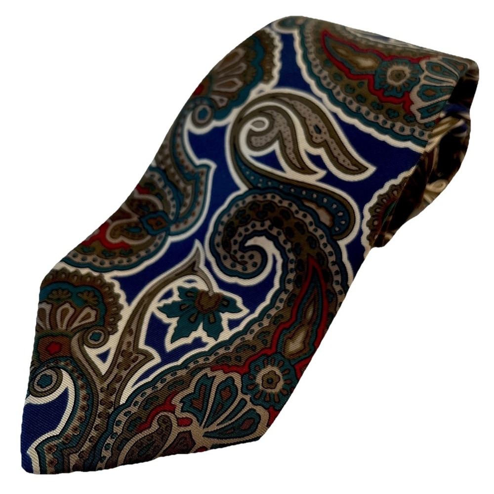 Egon Von Furstenberg Necktie‎ Men's Silk Jewel Tone Multicolor Paisley 59"x3.5"
